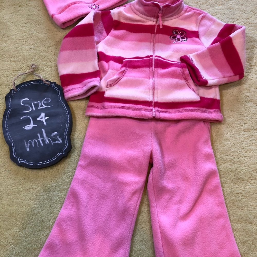 Sears Pink Striped Kids Pajama Set